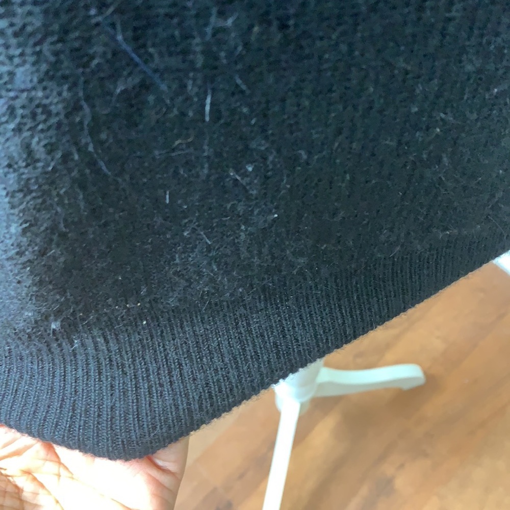 TORY BURCH BRISTOL FRINGE SLEEVE WOOL SWEATER SZ S  BLACK - Picture 9 of 10